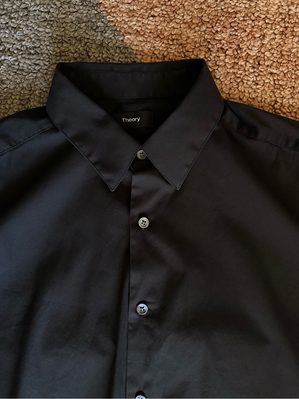 Theory women M black cotton blend dress shirt workwear quiet luxury capsule